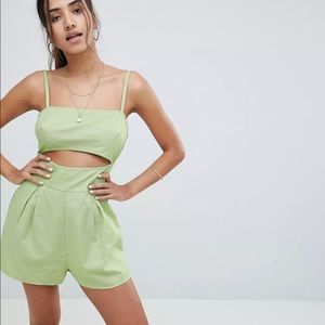 ASOS cami romper with cut out detail in linen